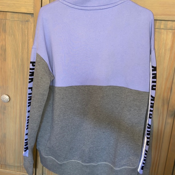 PINK Lavender and Gray Half Zip Sweatshirt - Picture 2 of 2